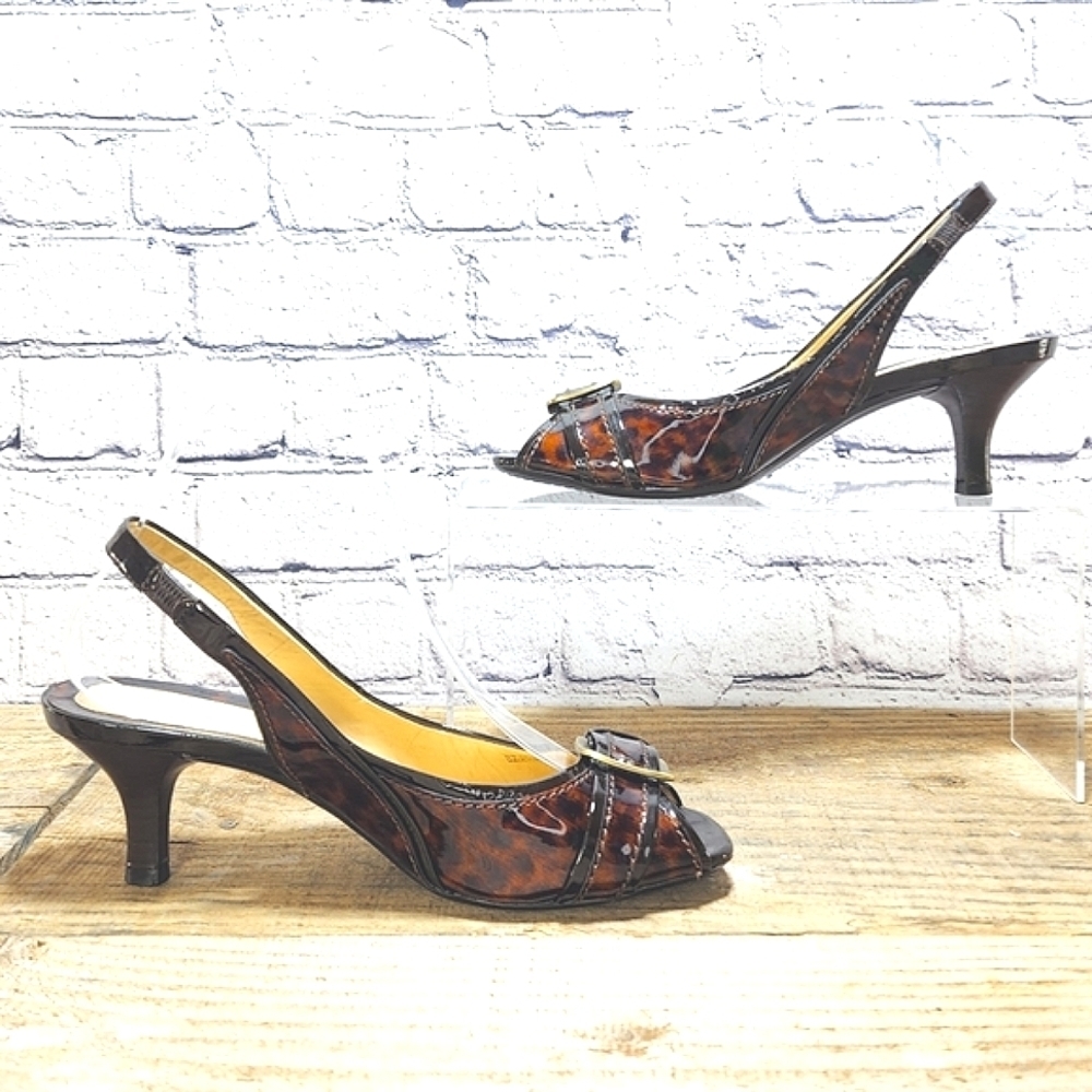 COLE HAAN - Kitten heel, animal print, patent leather, size 8.5B - Picture 3 of 7
